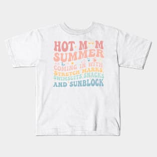 Hot Mom Summer With Stretch Marks Swimsuits, Snacks Kids T-Shirt